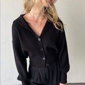 Oak + Fort High Neck Button Down Knit Sweater